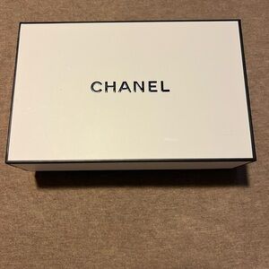CHANEL White Box with Black Logo Trim
